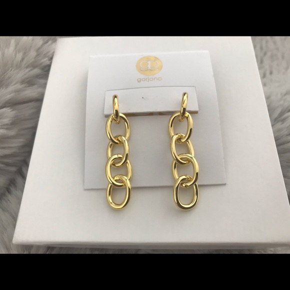 Gorjana Alex Chain Link Earrings Gold NEW - Picture 1 of 4